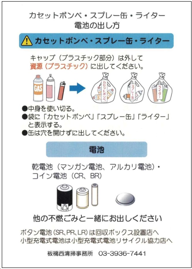 カセットボンベ・スプレー缶・ライター・乾電池の出し方