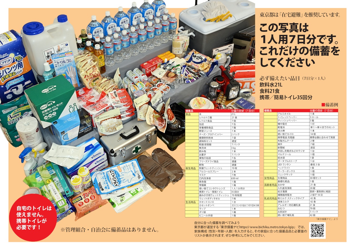 七日分の必要な備蓄